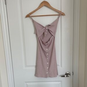 Striped Pink Tie Front Dress